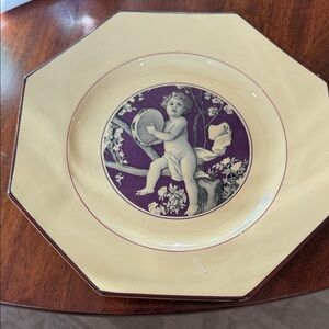 Octagonal Plate with Cherub Design